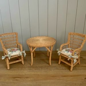 Pleasant Company American Girl Samantha’s Birthday Story Wicker Table and Chairs